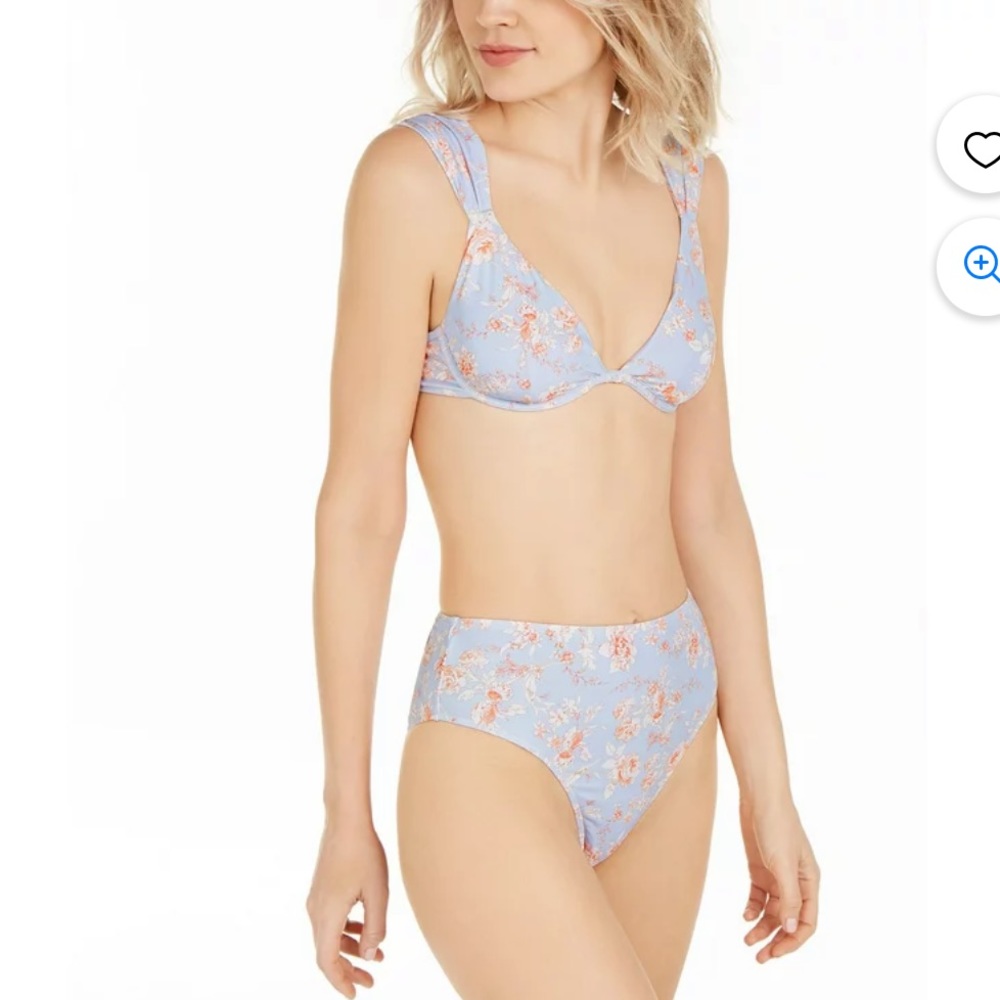 WeWoreWhat HALOGEN BLUE Wallpaper Floral Printed Allie Bikini Swim Top & Bottom